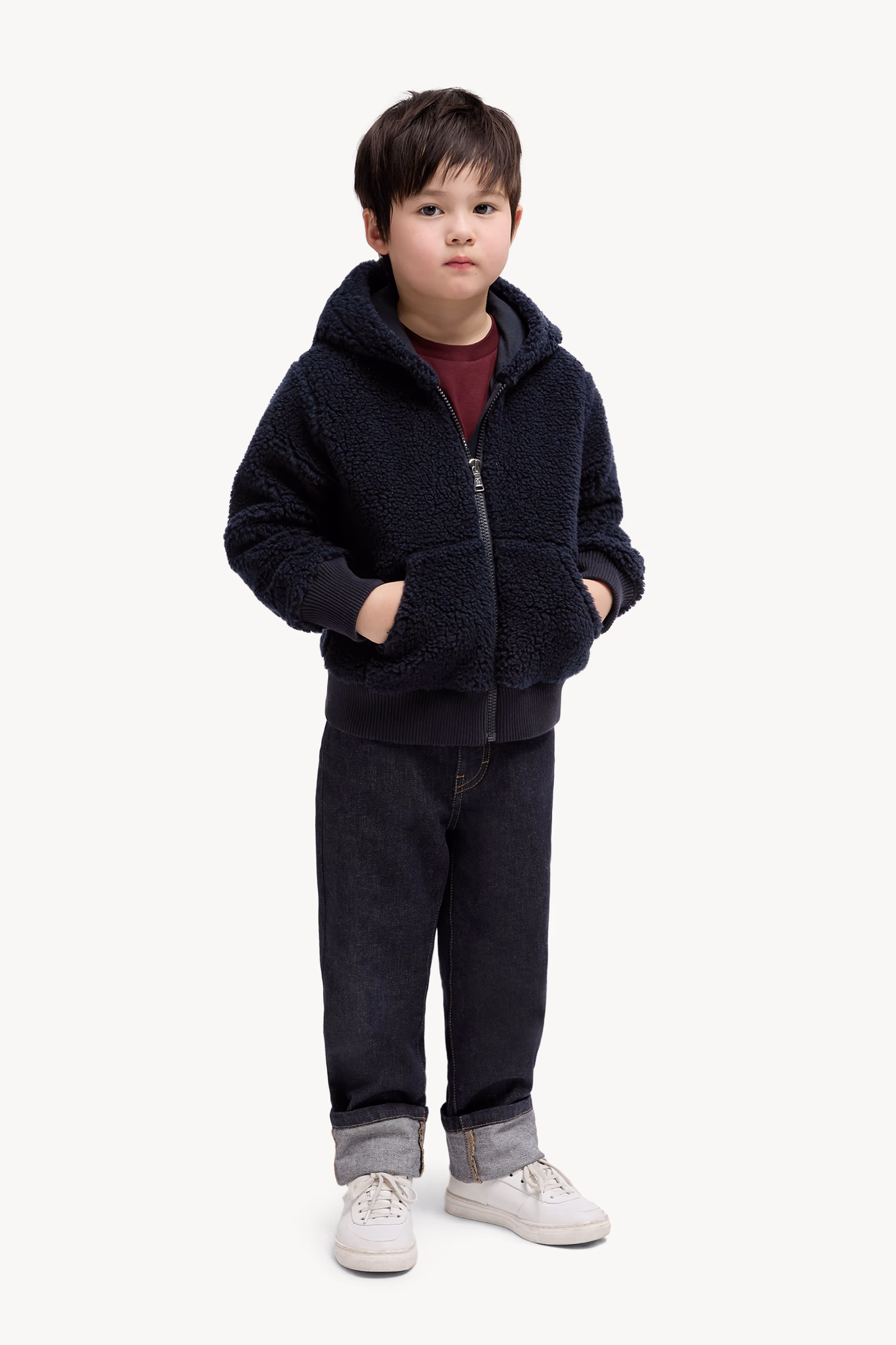 Teddy Zip-Up Hoodie Boy Night Blue Moncler 2